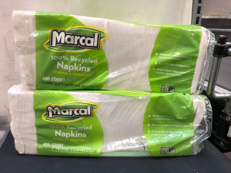 Photo 2 of 2 PACKS Marcal 6506 Small Steps Lunch Napkins, White, 400 Napkins (MRC6506PK)
