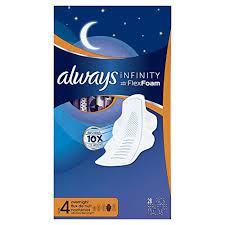 Photo 1 of Always Infinity Overnight Pads with Wings, Size 4, Unscented, 28 Count
