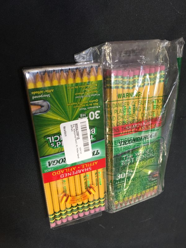 Photo 2 of 2 packs of 30 pcs Ticonderoga Pencils, Wood-Cased Graphite no. 2 HB Soft, Pre-Sharpened, Yellow, 30-Pack (13830)
