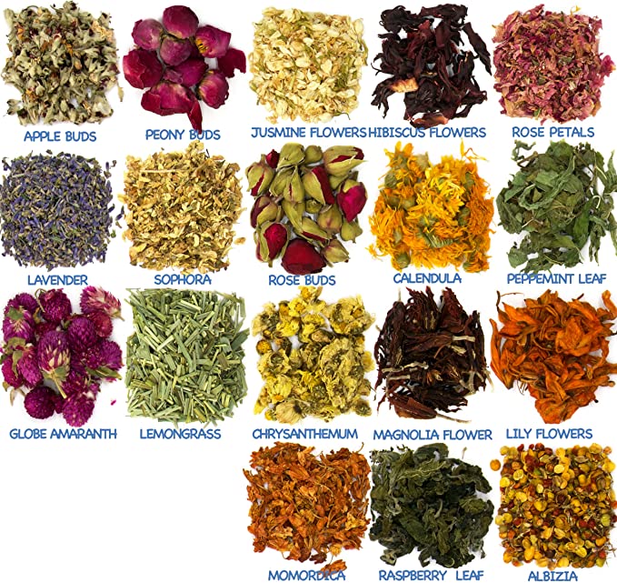 Photo 1 of 18 Bags Dried Flowers for Soap Making, Dried Flowers for Candle Making, Soap Flowers and Dried Herbs for Candle Oil, Bath Bombs. Essential Fragrant – The Best Variety of Grade A Flowers
