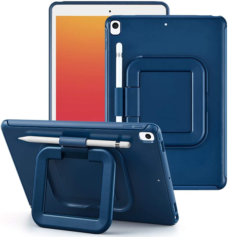 Photo 1 of LovRug iPad 10.2 Inch iPad 9th/8th/7th Generation Case 2021/2020/2019 with Pencil Holder [360 Degree Rotating Multi-Functional Grip Stand][Shock Proof] Hard Back Protective Cover Cases (Navy)
