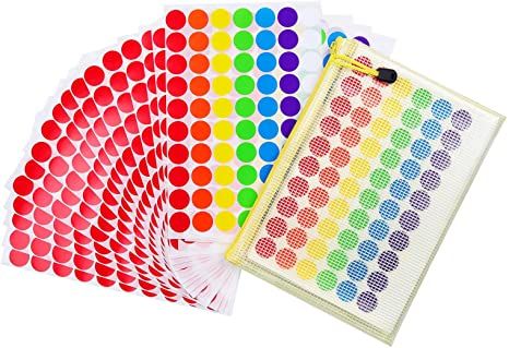 Photo 1 of 4900 PCS 3/4" Round Coding Labels, Circle Dot Stickers, 7 Colors, with File Pocket
