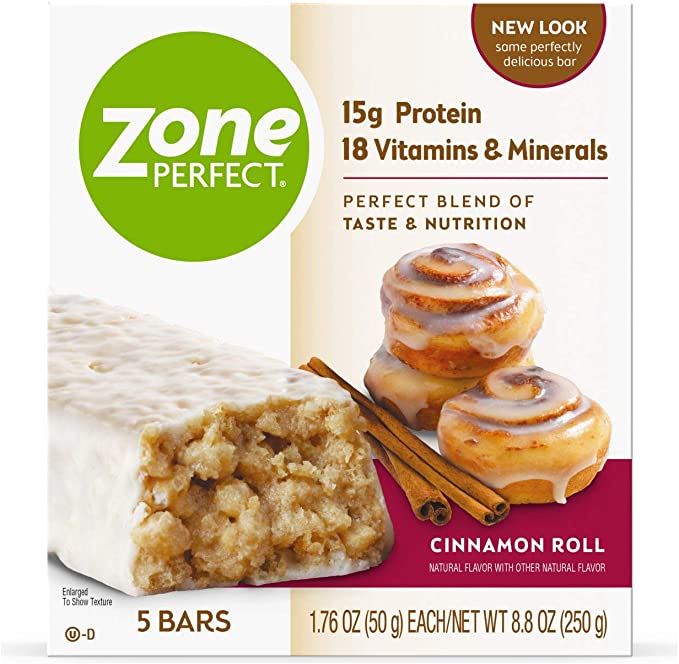 Photo 1 of Zone Perfect Nutrition Bar, Cinnamon Roll, 5 Count [Pack of 3] EXP - SEPT 2022
