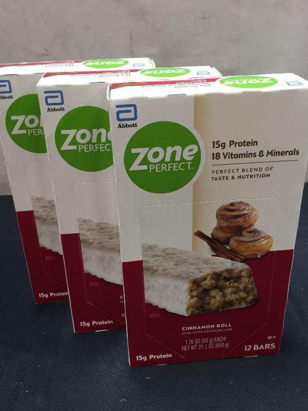 Photo 2 of Zone Perfect Nutrition Bar, Cinnamon Roll, 5 Count [Pack of 3] EXP - SEPT 2022
