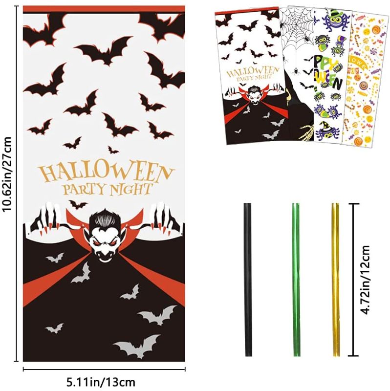 Photo 1 of JOICEE 120PCS Halloween Cellophane Bags,Halloween Clear Cellophane Candy Treat Gift Bags for Halloween Party Favors Supplies
