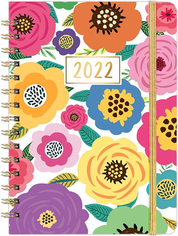 Photo 3 of 2022 Planner - Planner 2022 Weekly & Monthly with Tabs, 6.3" x 8.4", Jan. 2022 - Dec. 2022, Hardcover with Back Pocket + Thick Paper + Twin-Wire Binding - Colorful Floral
