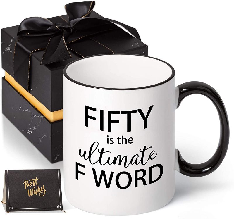 Photo 1 of 50th Birthday Gifts for Women and Men - Fifty The Ultimate F Word-Birthday Gift Ideas Funny for Mom Dad Husband Wife - 11 oz Coffee Mug for 50 Years Old

