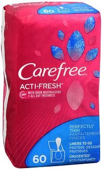 Photo 1 of 4 PACK - Carefree Acti-Fresh Body Shape Pantiliners Thin To Go Unscented