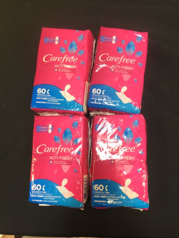 Photo 2 of 4 PACK - Carefree Acti-Fresh Body Shape Pantiliners Thin To Go Unscented