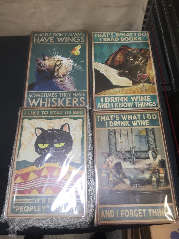 Photo 1 of 4 pack - misc Cat Metal Tin sign