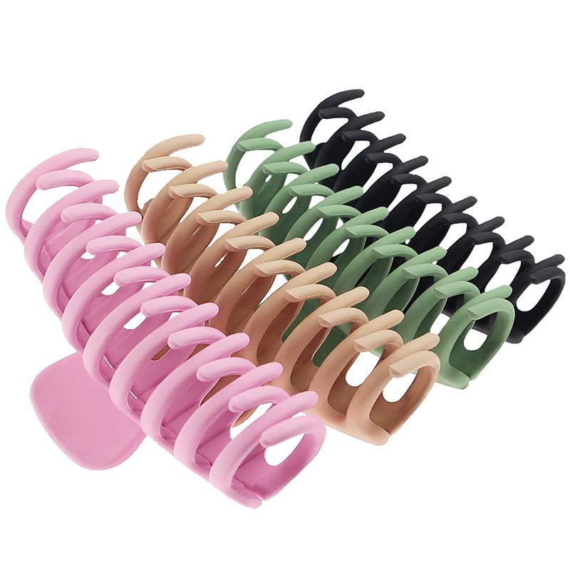 Photo 1 of  Big Hair Claw Clips for Women Large Claw Clip for Thin Thick Curly Hair 90's Strong Hold 4.33 Inch Nonslip Matte Hair Clips (4 Pcs) 