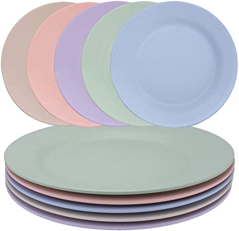 Photo 1 of 11inch/5pcs Wheat Straw Plates - Reusable & Unbreakable Plate - Dishwasher & Microwave Safe - Perfect for Dinner Dishes - Healthy, Lightweight, BPA Free & Eco-Friendly (5 colors) 