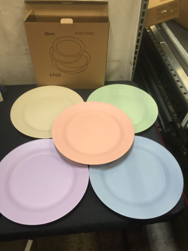 Photo 2 of 11inch/5pcs Wheat Straw Plates - Reusable & Unbreakable Plate - Dishwasher & Microwave Safe - Perfect for Dinner Dishes - Healthy, Lightweight, BPA Free & Eco-Friendly (5 colors) 