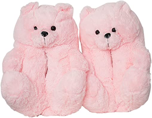Photo 1 of Teddy Bear Slippers Women Plush Bear Slippers Fuzzy Soft Anti-Slip Cute Slippers Women House Indoor Slippers Floor Shoes Slippers Cartoon for Girls size small
