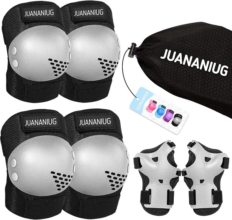 Photo 1 of JUANANIUG Knee Pads Kids/Youth for Safety Protective Gear Elbow Wrist Guards Gear Set for RollerSkates Cycling BMX Bike Skateboard Inline Skatings Scooter Riding and Other Extreme Sports small

