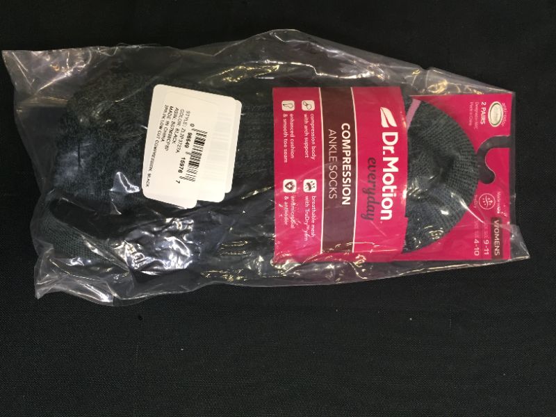 Photo 2 of Dr. Motion Women's 2pk Mild Compression Ankle Socks - Black 4-10