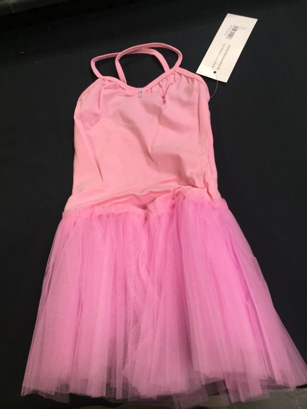 Photo 2 of tanzmuster ® Girls' Ballet Tutu Dress 'Kim' with Rhinestones - Made of Soft and Durable Cotton Blend - 3 Layers of Tulle - Pink