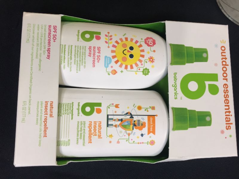 Photo 2 of Babyganics 50 SPF Baby Sunscreen Spray and Bug Spray | Octinoxate & Oxybenzone Free | DEET Free, 6oz each, Combo 2 Pack/ BEST BY 01/03/2023

