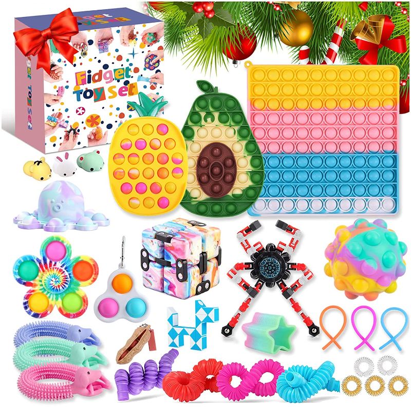 Photo 1 of Fidget Toy Pack, Sensory Fidget Toys Pack with Pop, Pop-on-it Fidget Bulk Fidgets Toys for Kids, Anxiety Stress Relief Toys, Fidget Toy Set, Figets Toys Figetsss Toys Sets, Fidget Toys 34Pcs
