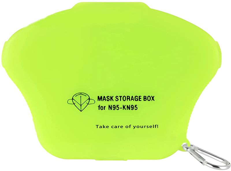 Photo 1 of 1 Pcs Plastic Masks Case Portable Storage Boxes with Keychain Reusable Case Holder Organizer Face Cover Box with school/Office Green
