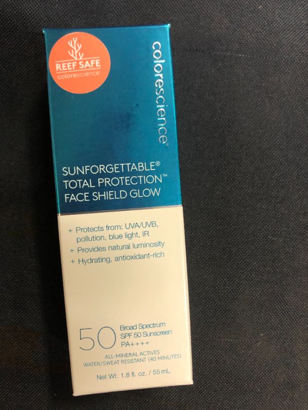 Photo 2 of Colorescience Sunforgettable Total Protection Face Shield Glow SPF 50, Glow, 1.8 fl. oz. with added covergirl lipstick 

