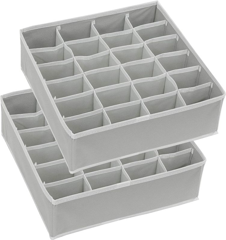 Photo 1 of 2 Pack - Simple Houseware Closet Socks Organizer, 24 Cell Drawer Divider, Grey
