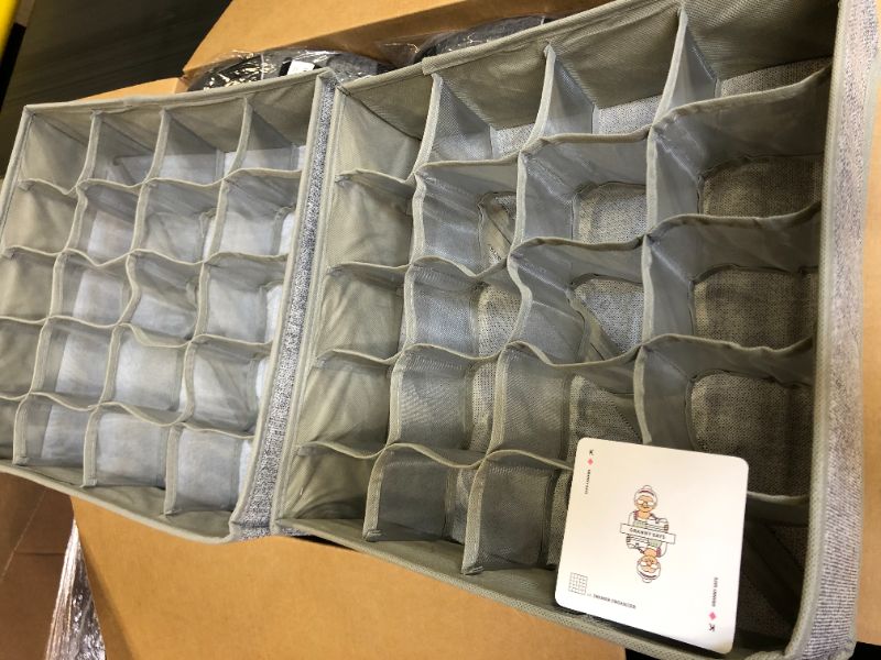 Photo 1 of 2 Pack - Simple Houseware Closet Socks Organizer, 24 Cell Drawer Divider, Grey
