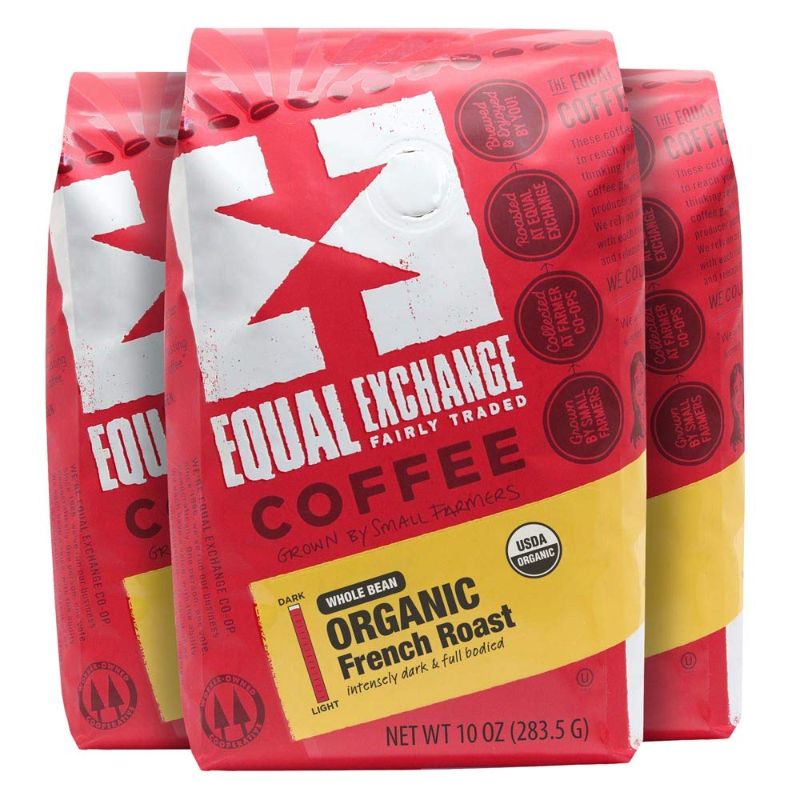 Photo 1 of Equal Exchange Organic Whole Bean Coffee, French Roast, 10 Ounce (Pack of 3)--bb Sep 2022 
