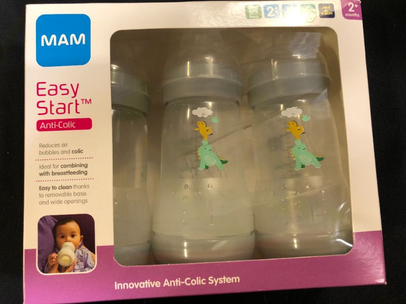 Photo 2 of MAM Easy Start Anti-Colic Bottle, 9 oz (3-Count), Baby Essentials, Medium Flow Bottles with Silicone Nipple, Unisex Baby Bottles