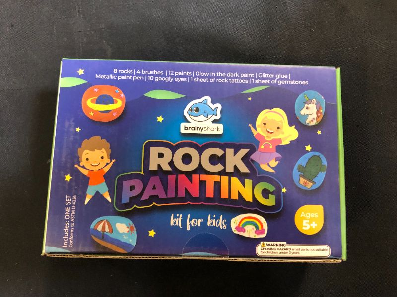 Photo 2 of BRAINYSHARK Kids Premium DIY Rock Painting Craft Kit. Supplies for Painting Rocks. Spark Your Child's Creativity. Create Fun, Lasting Memories

