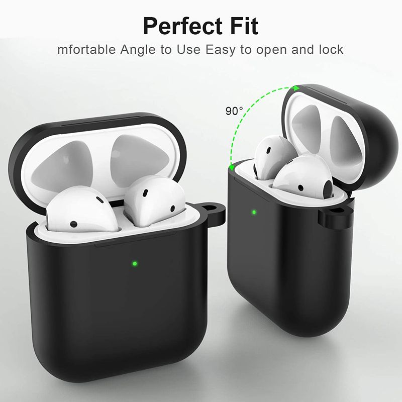 Photo 1 of Marge Plus for Airpods Case Cover with Keychain, Silicone Skin Cover for Women Men Compatible with Apple Airpods 2/1 Charging Case (Front LED Visible) (A-Black) 3 pack 