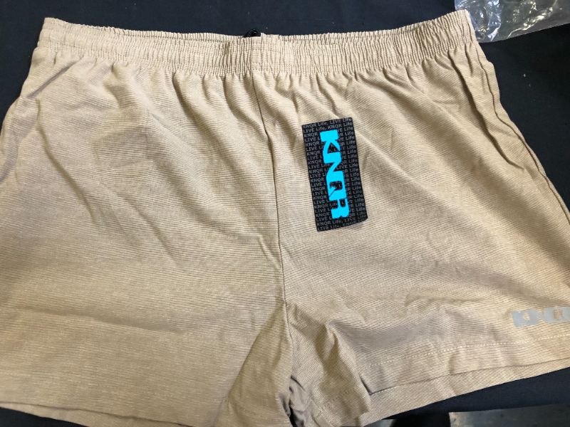 Photo 1 of mens lightweight shorts color beige brown size extra large 