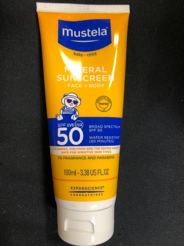 Photo 2 of Mustela Baby Mineral Sunscreen Lotion SPF 50 Broad Spectrum - Face & Body Sun Lotion for Sensitive Skin - Non-Nano, Water Resistant & Fragrance Free - Regular & Family Size
