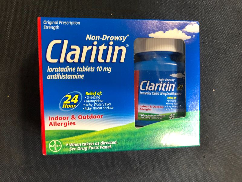 Photo 2 of Claritin 24 Hour Allergy Medicine, Non-Drowsy Prescription Strength Allergy Relief, Loratadine Antihistamine Tablets 45 count---expires Nov 2023
