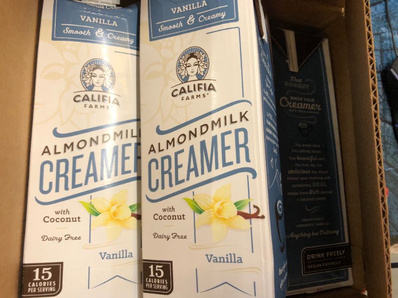 Photo 3 of Califia Farms - Vanilla Almond Milk Coffee Creamer with Coconut Cream, 32 Oz Non Dairy Plant Based Vegan Non-GMO Shelf Stable---bb Feb 2022 3 pack 
