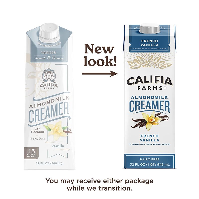 Photo 1 of Califia Farms - Vanilla Almond Milk Coffee Creamer with Coconut Cream, 32 Oz Non Dairy Plant Based Vegan Non-GMO Shelf Stable---bb Feb 2022 3 pack 
