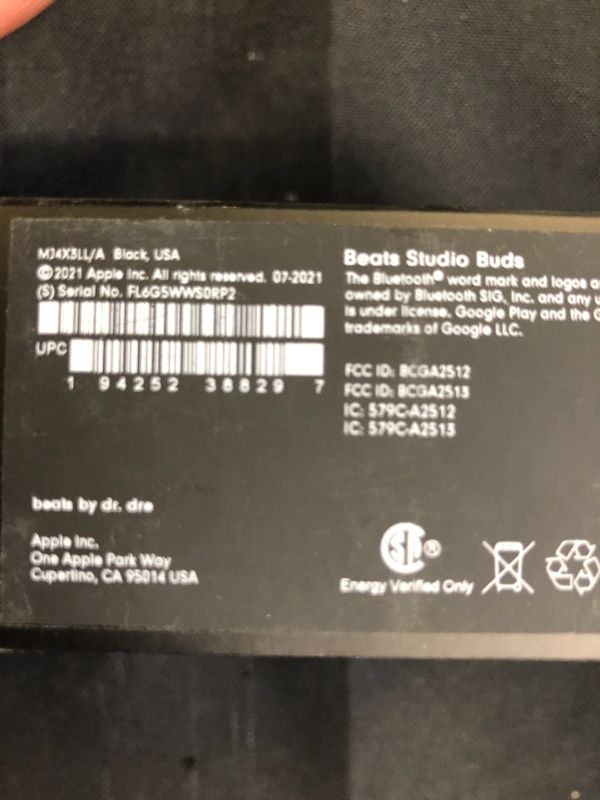Photo 1 of Beats Studio Buds True Wireless Noise Cancelling Earphones, Black