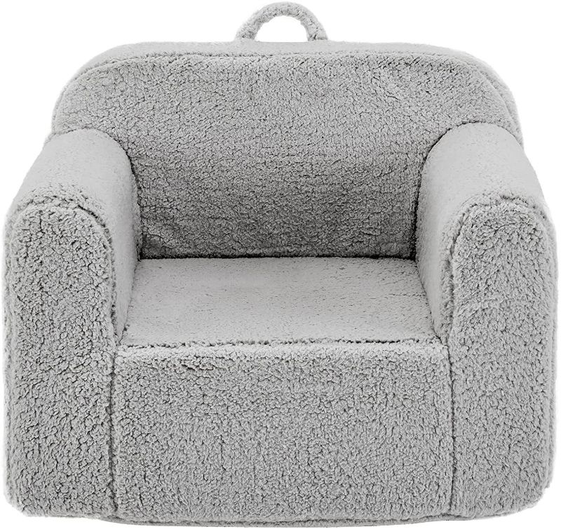 Photo 1 of Ulax Furniture Kids Armchair Toddler Couch Baby Sofa Chair with Sherpa Fabric for Boys and Girls (Grey)
