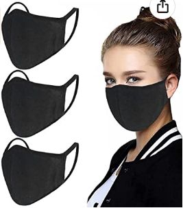 Photo 1 of Black Cloth Face Mask Washable and Reusable100% Cotton Warm Face Protection for Outdoor Dust Protect - with Bridge of Nose -- 2 Pack