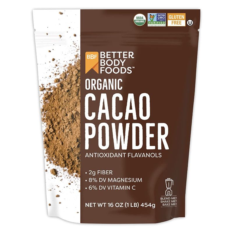 Photo 1 of BetterBody Foods Organic Cacao Powder, Non-GMO, Gluten-Free Superfood, Cocoa, 16 Ounce -- Best Before FEB 22 2023