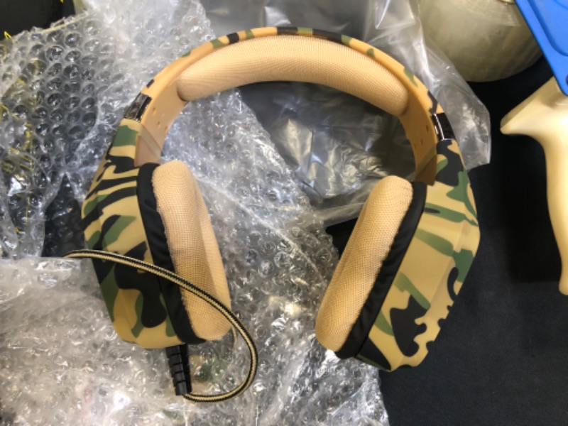 Photo 1 of OVLENG Camouflage Gaming Headset with Microphone,PS4 Headset with Noise Canceling Mic & LED Light,Stereo Surround Gaming Headphones for PS4/PC/Nintendo Switch/Xbox One
