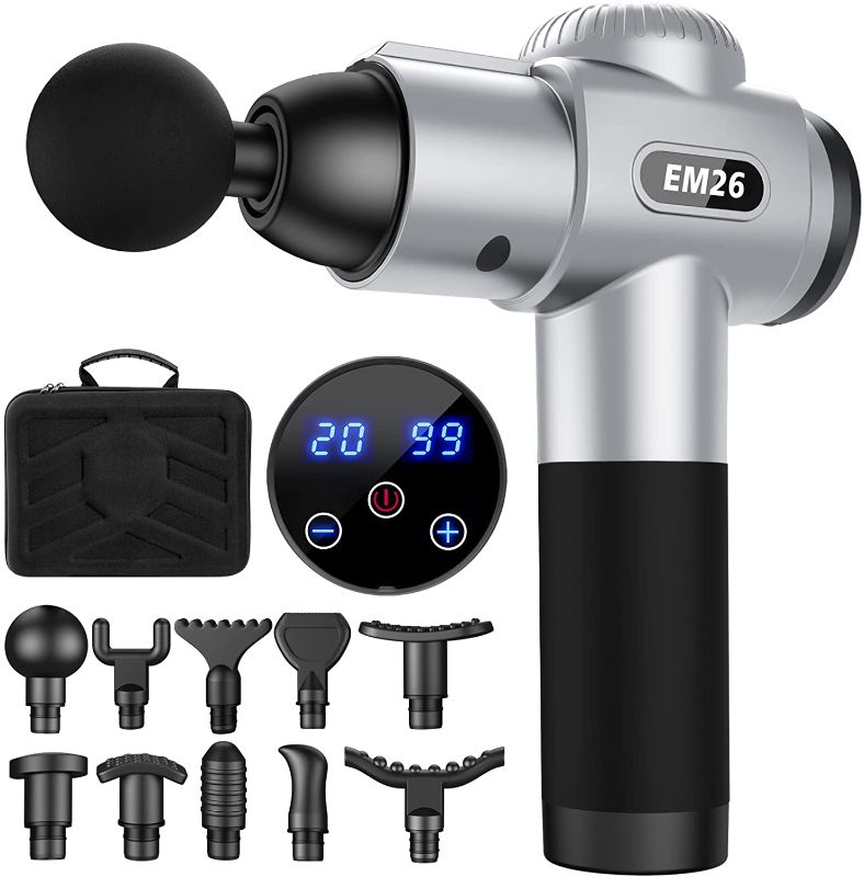 Photo 1 of TOLOCO Massage Gun, Upgrade Percussion Muscle Massage Gun for Athletes, Handheld Deep Tissue Massager, Father's Day Gifts from Daughter Son Wife, Gifts for Men Women, Silver -- Factory Sealed