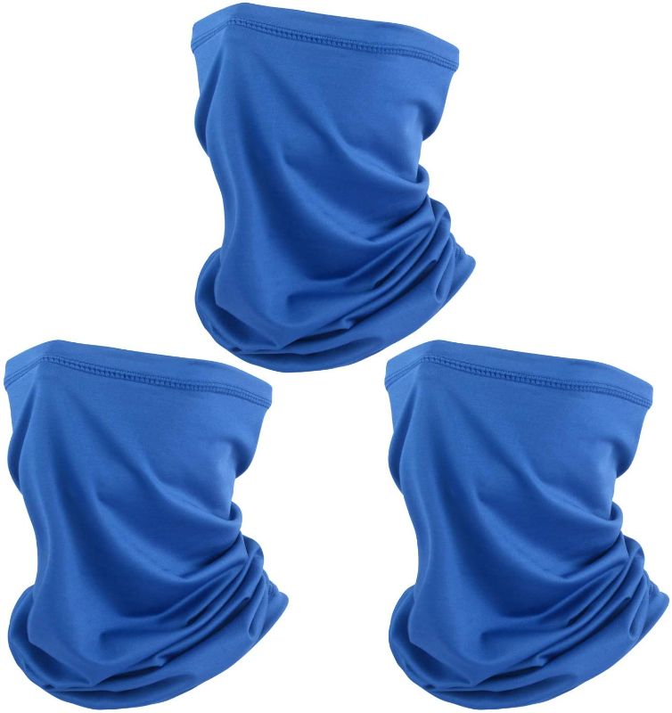 Photo 1 of SUNLAND Breathable Gaiter Face _Mask Neck Gaiter Scarf Dust Sun Protection Face Cover Windproof Ideal For Running Cycling 3Pack Royalblue 3 pack 
