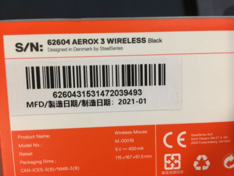 Photo 4 of SteelSeries Aerox 3 Wireless - Super Light Gaming Mouse - 18, 000 CPI TrueMove Air Optical Sensor - Ultra-lightweight Water Resistant Design - 200 Hour Battery Life

