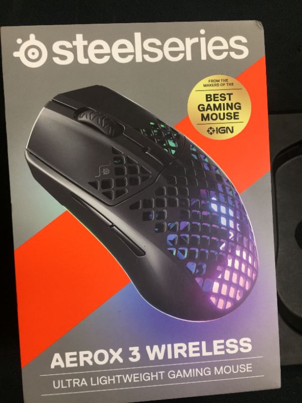 Photo 2 of SteelSeries Aerox 3 Wireless - Super Light Gaming Mouse - 18, 000 CPI TrueMove Air Optical Sensor - Ultra-lightweight Water Resistant Design - 200 Hour Battery Life

