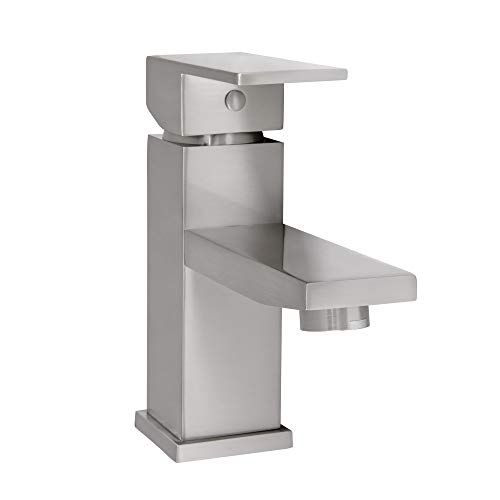 Photo 1 of Design House 547596 Karsen Single Handle Bathroom Faucet, Satin Nickel, Polished Chrome

