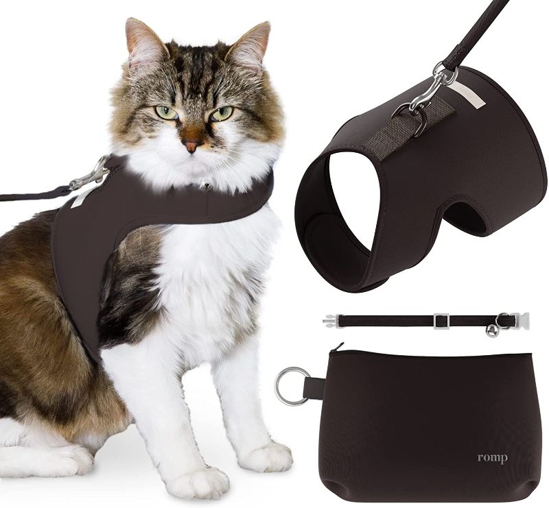 Photo 1 of Cat Harness, Collar & Leash Set - Escape Proof Adjustable Choke Free Velcro Harness Vest for Walking Cats & Kittens color brown size medium 
