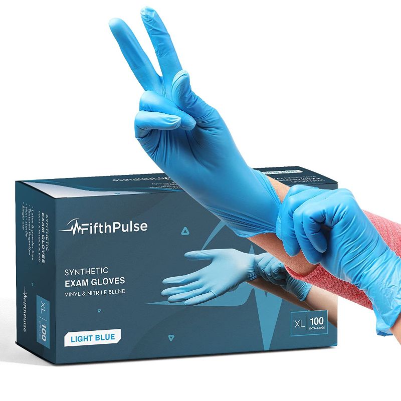 Photo 1 of Blue Disposable Gloves X Large 100 Count - Synthetic Nitrile Medical Exam Gloves - Latex Free, Powder Free - Surgical, Home, Cleaning, and Food Gloves - 3 Mil Thickness 2 pack 
