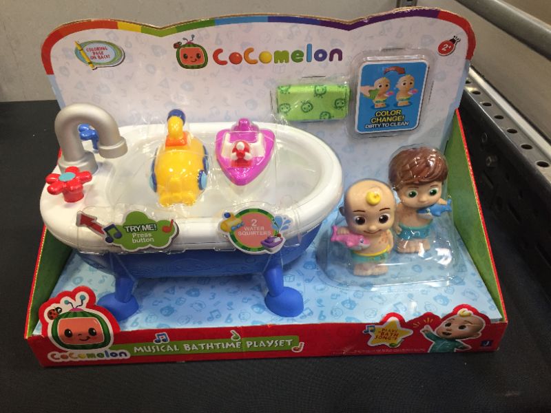 Photo 2 of Coco Melon Musical Bathtime Playset, Includes JJ and Tomtom Figurines, Toys for Toddlers, Includes 12 Exclusive Cocomelon Stickers
