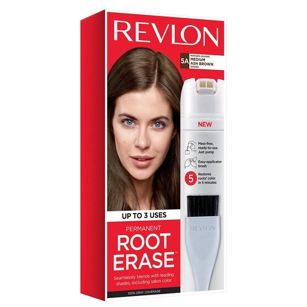 Photo 1 of Revlon Root Erase Permanent Hair Color, At Home Touchup Dye with Applicator Brush for Multiple Use, 100% Gray Coverage, 5A Medium Ash Brown, 3.2 fl oz
2 pack (factory sealed)